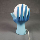 Lampe vintage mains et globe opaline - bleue - luminaire vintage