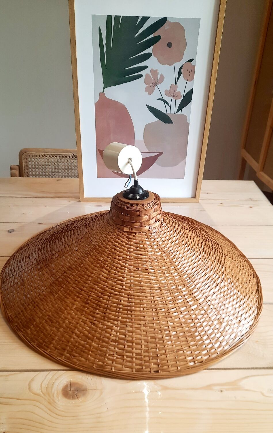 Vintage wicker pendant lamp