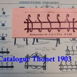 Wall-mounted coat rack by Thonet, 1890, 5 hooks, "Oak" style