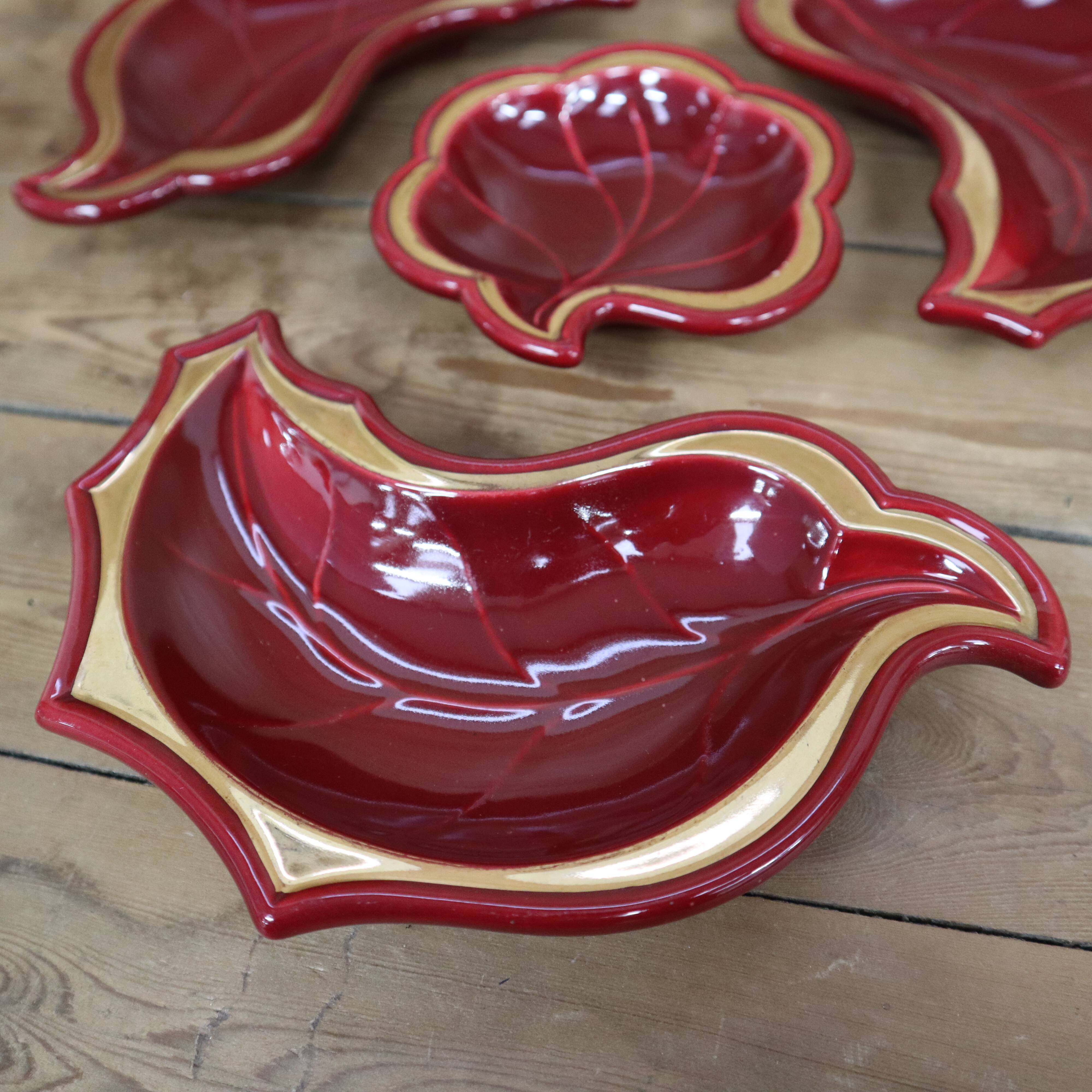 Verceram 50s Bordeaux aperitif service with gold trim