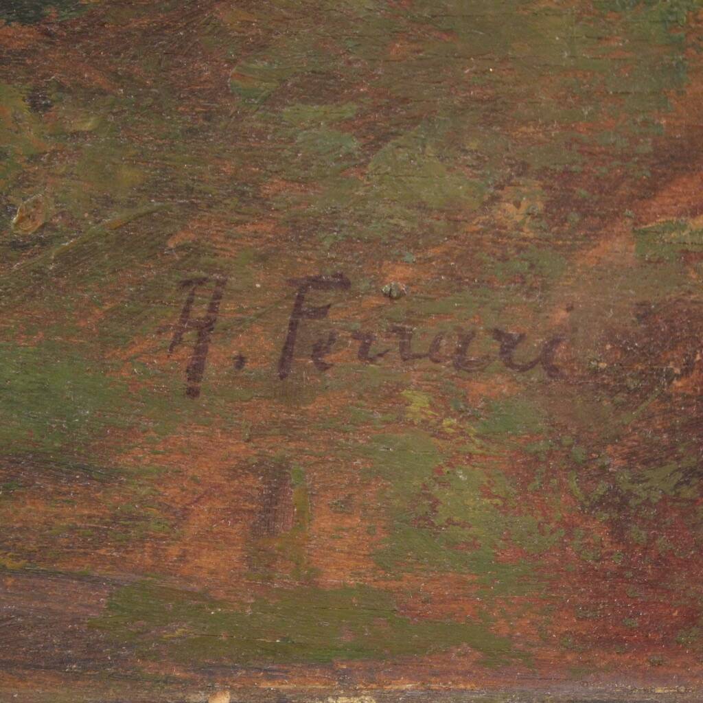 Italian landscape painting signed B. Ferrari from the 30s