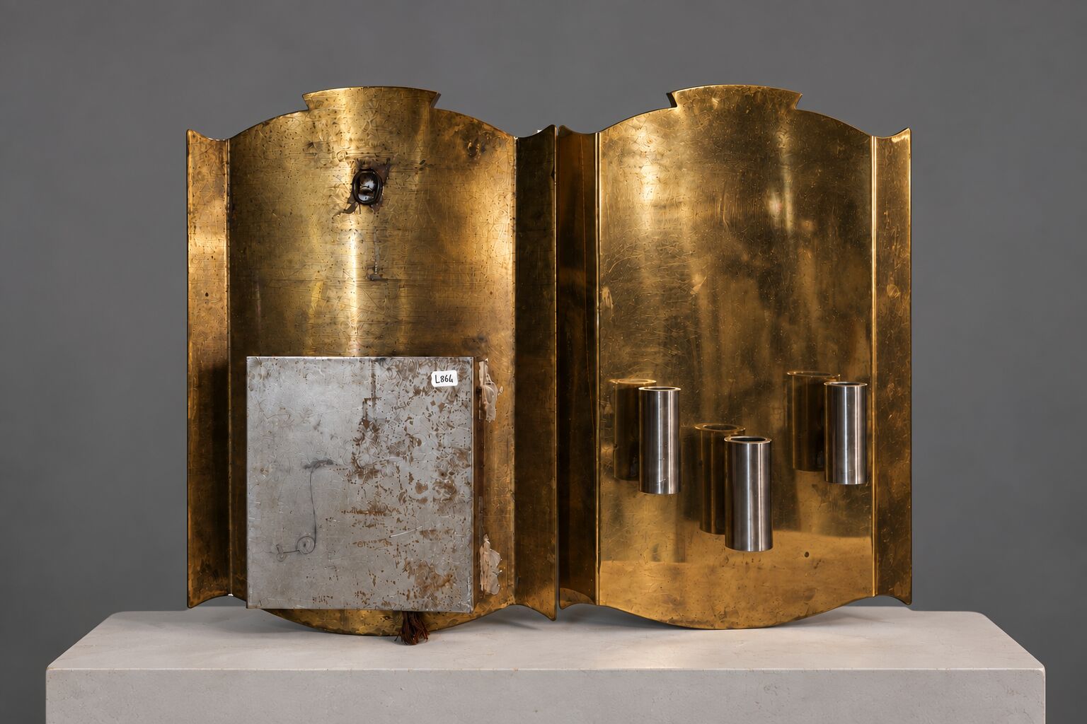 Pair of Scandinavian wall sconces in brass, circa 1930.