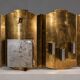 Pair of Scandinavian wall sconces in brass, circa 1930.