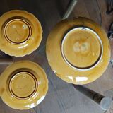 dish and plates barbotine fruits Sarreguemines