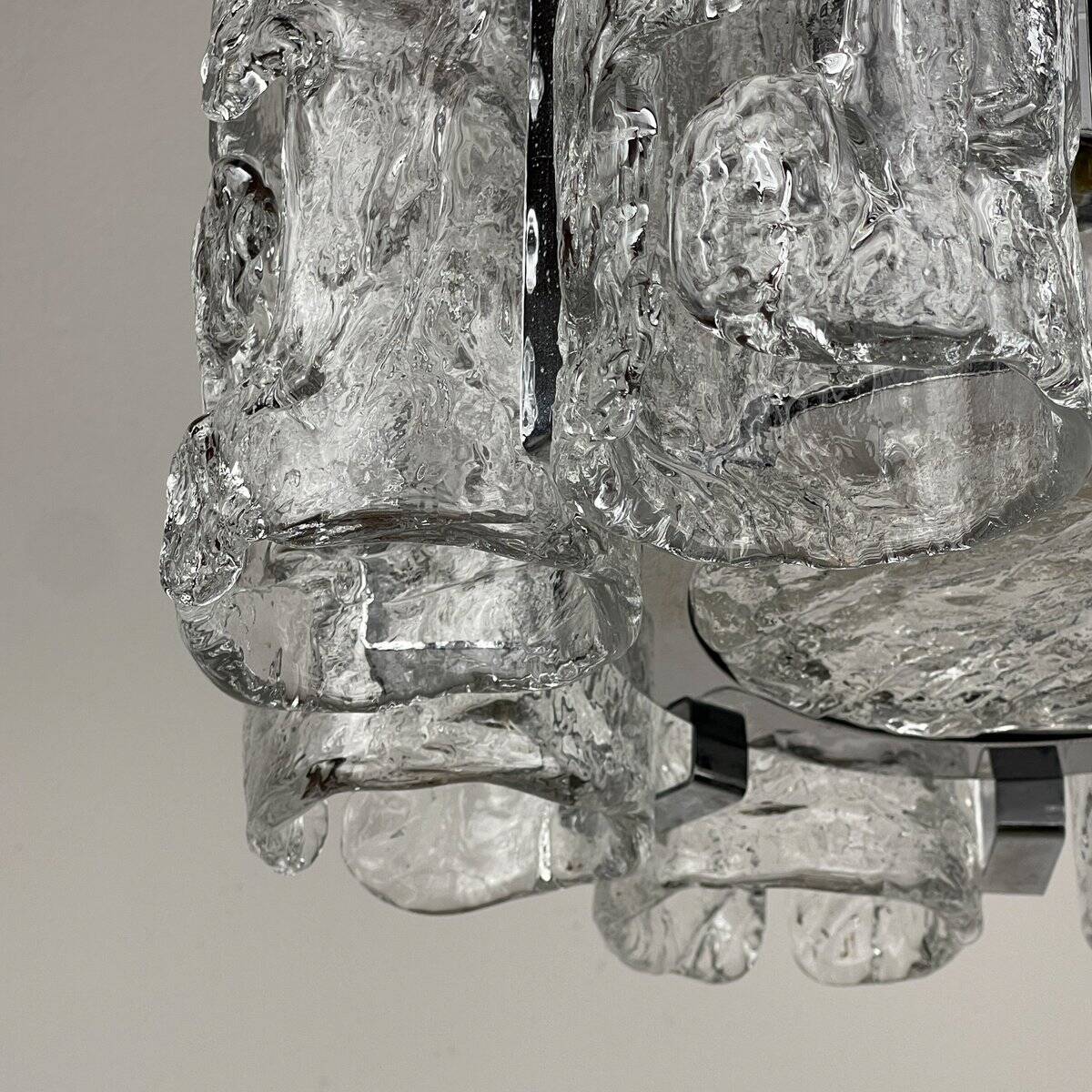 Vintage Ice Murano Chandelier by AV Mazzega, Italy, 1970s