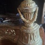 Paire de chenets en bronze doré style Louis XVI XIX éme