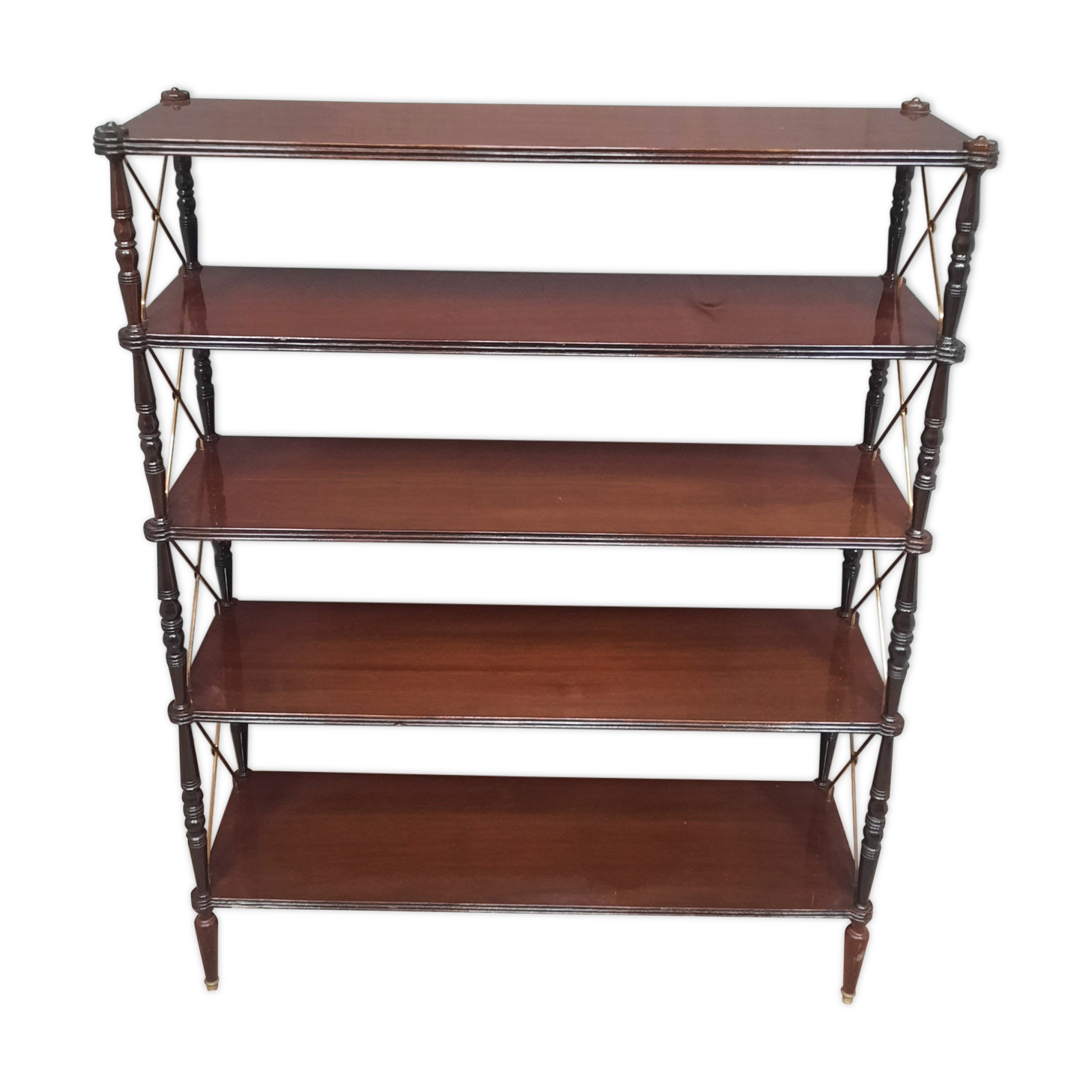 Five-tray floor in varnished mahogany