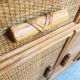 Pair of sideboards in rattan and wicker braided vintage 1970.