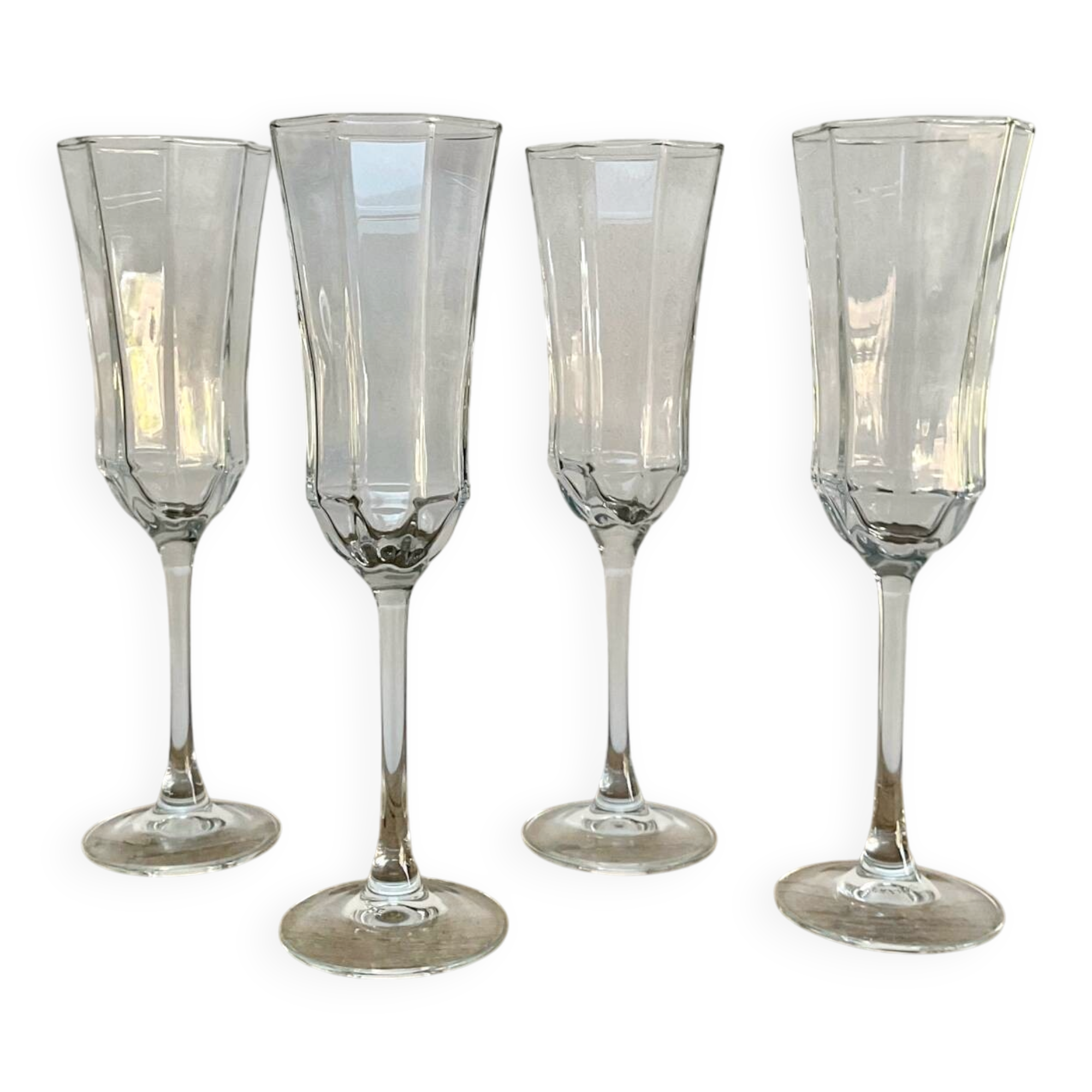 4 flûtes à champagne «octime » LUMINARC France vintage 