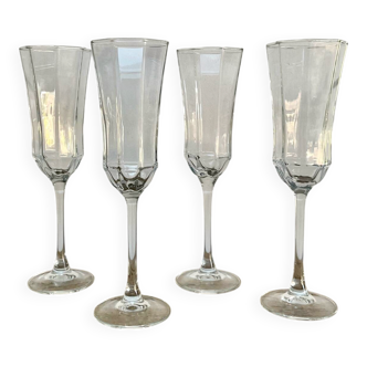 4 flûtes à champagne «octime » LUMINARC France vintage 