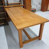 LOT Solid Oak Country Table and 6 Straw Seated Chairs