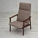 1970s, Danish highback armchair, furniture wool, teak wood, original.
