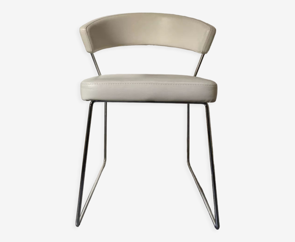 New York Chair in White Leather by Connubia, Calligaris | Selency