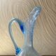 Pichet en verre soufflé bleu 30 cm