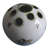 Lallier Moustiers vintage French vase bouquetière with floral decoration in faience.
