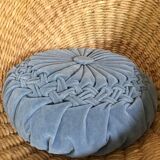 Blue pleated round cushion
