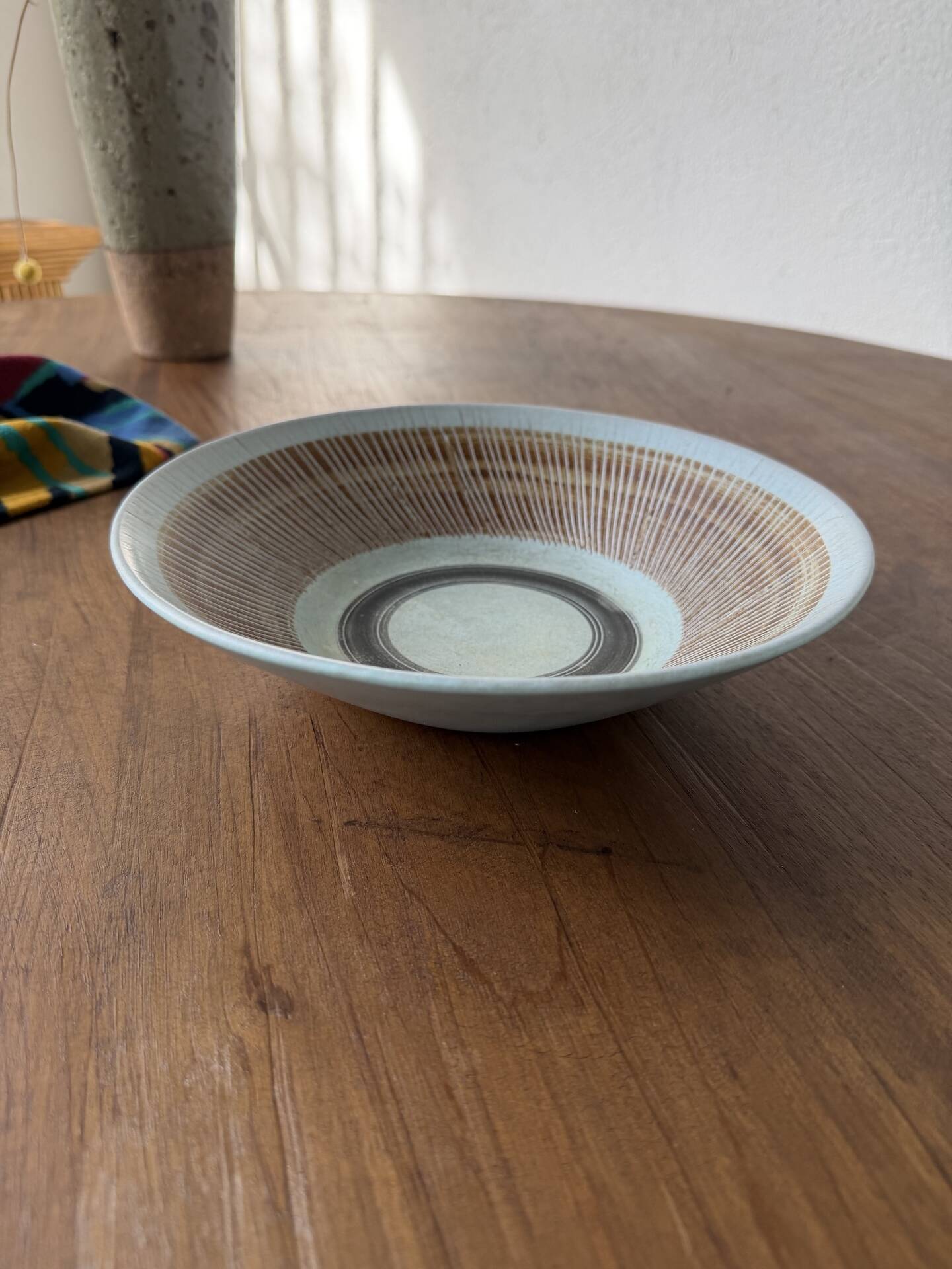 Blue stoneware plate Dominique Guillot Vallauris 1960