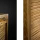 Vintage Industrial Danish Roller Shutter Brown Oak Cabinet with Drawers