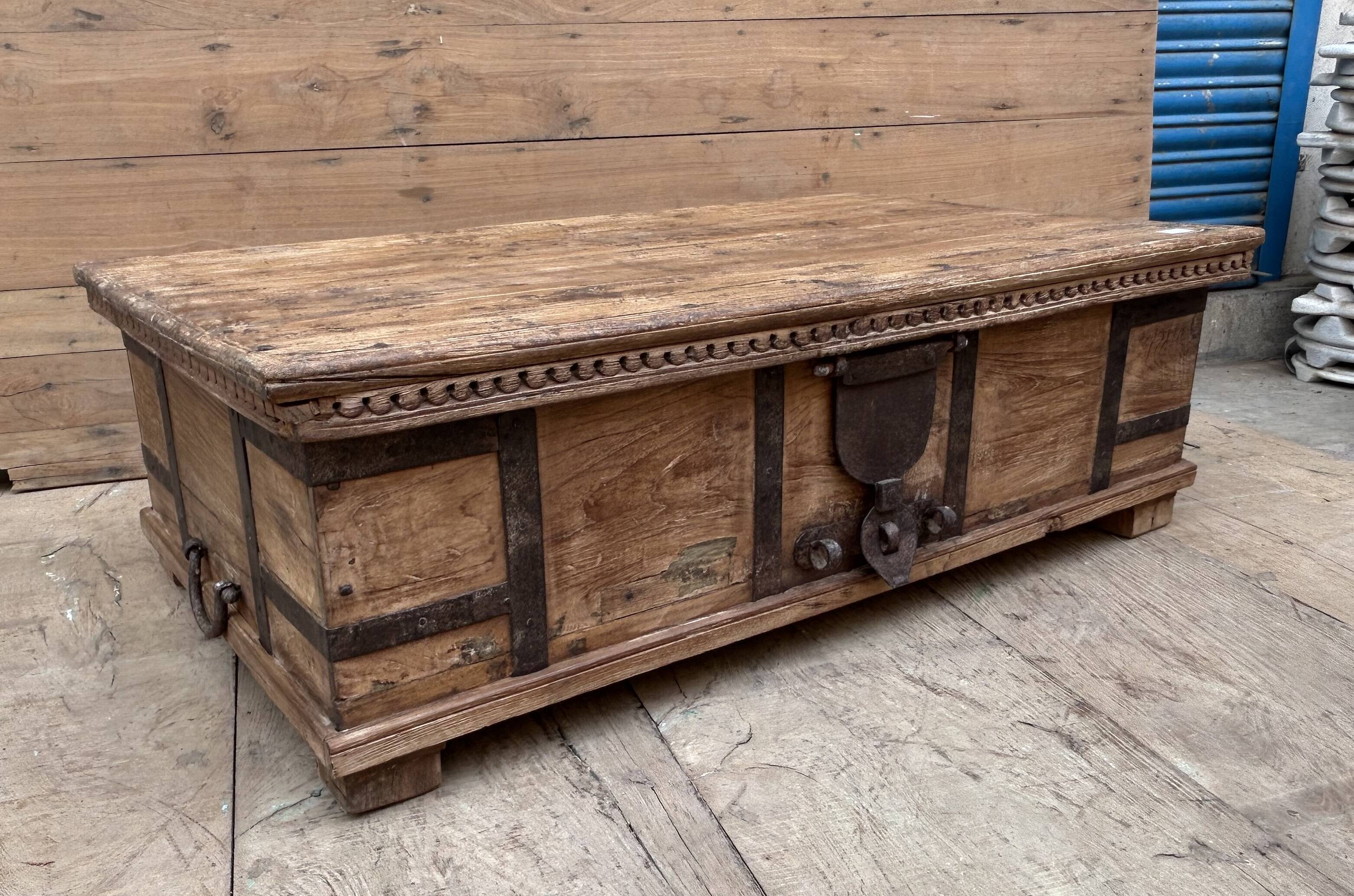 bench - teak chest from Burma with original fittings
