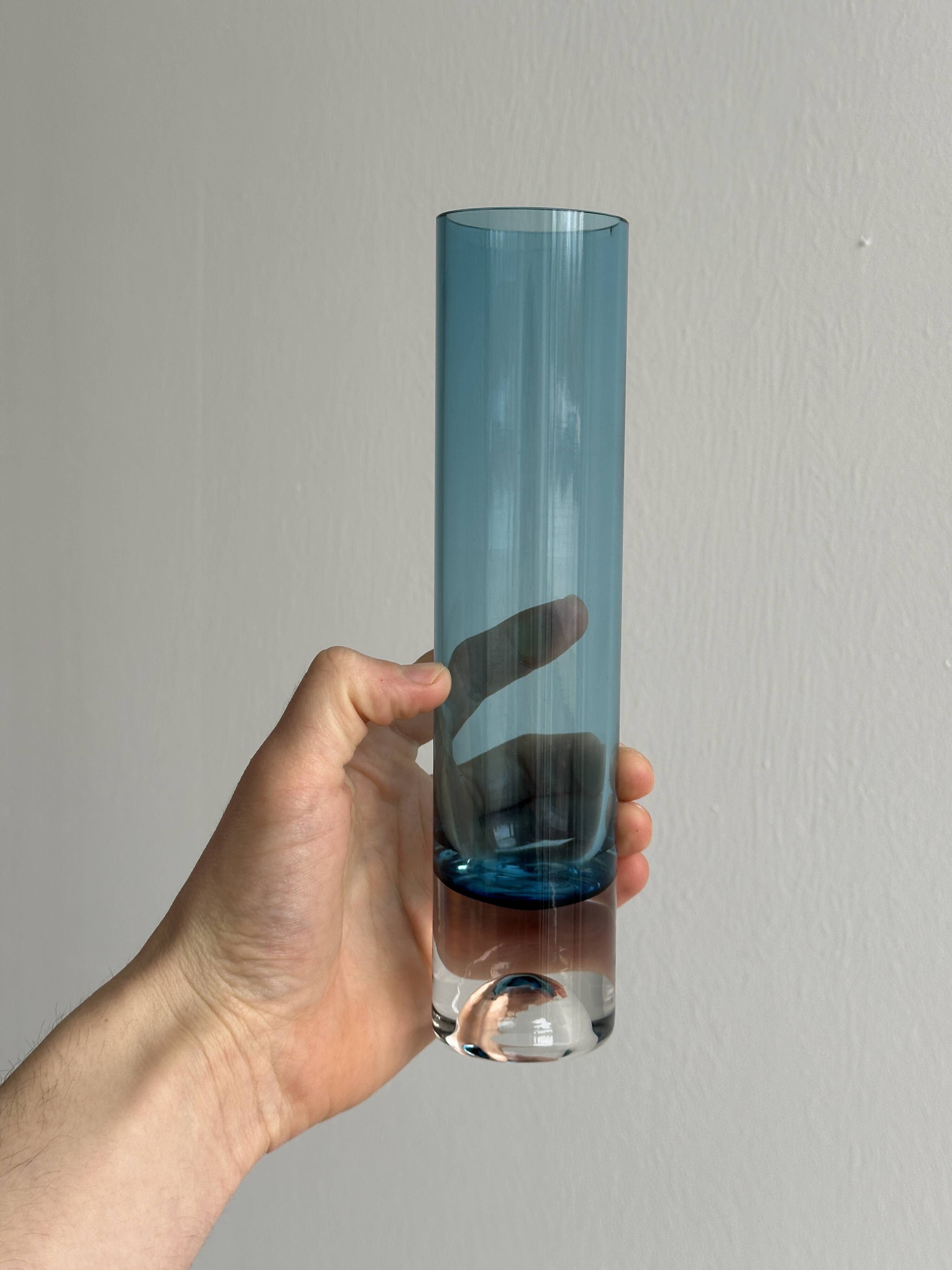 Transparent blue glass vase