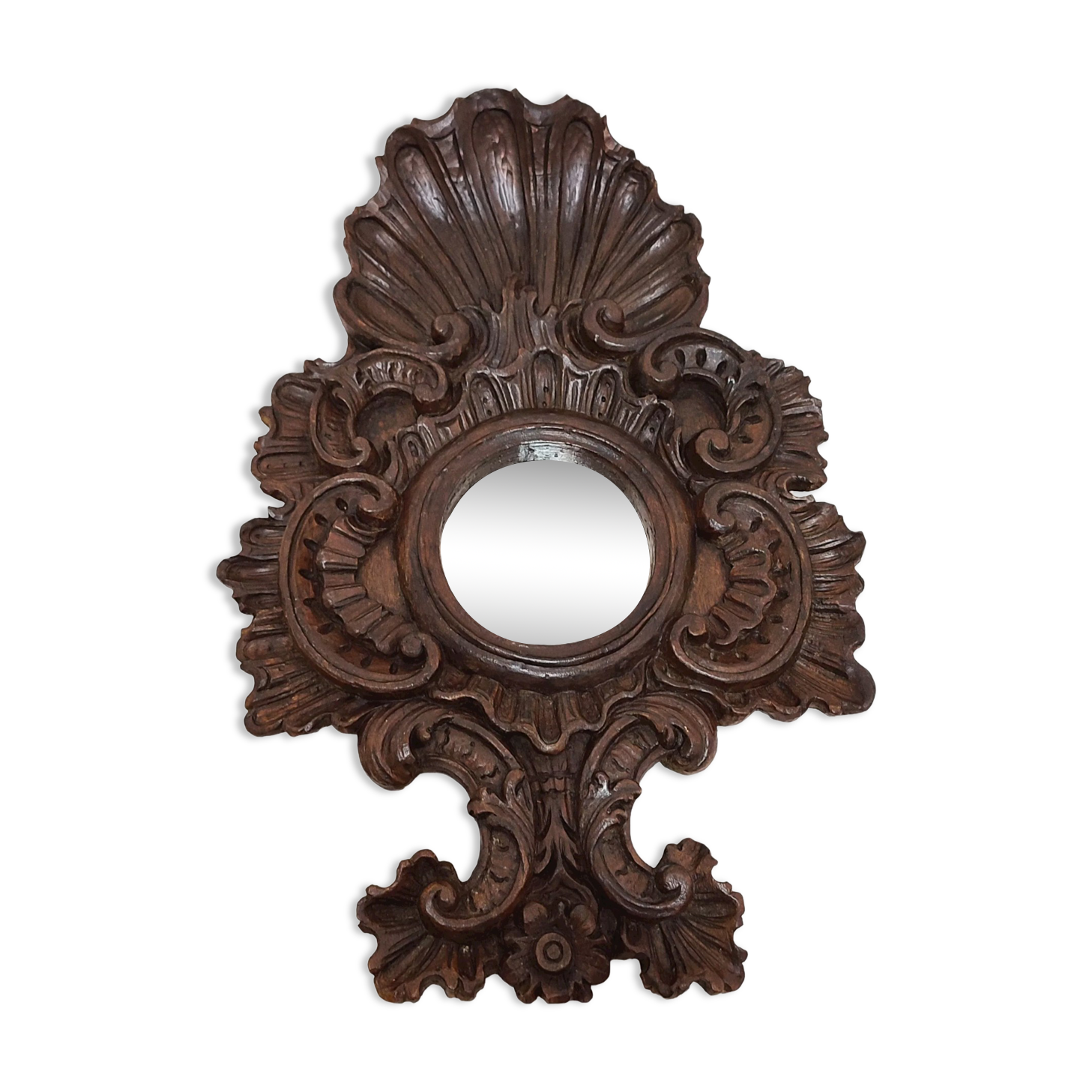 Miroir en bois sculpté Espagne années 1940 44x65cm