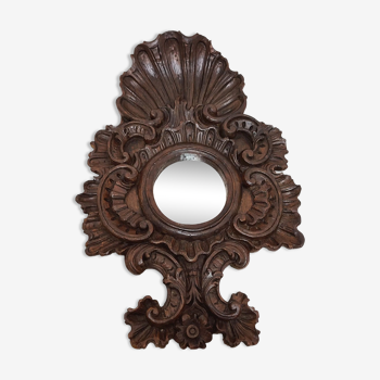 Miroir en bois sculpté Espagne années 1940 44x65cm