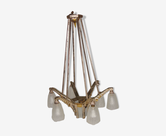 Art deco bronze chandelier from 1920/30