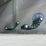 Fauteuil Hyaline en cuir et verre par Fabio Lenci pour Comfortline, Italie années 60