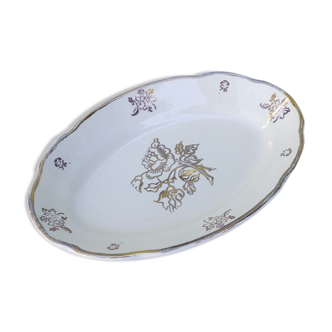 Golden oval dish, Digoin Sarreguemines