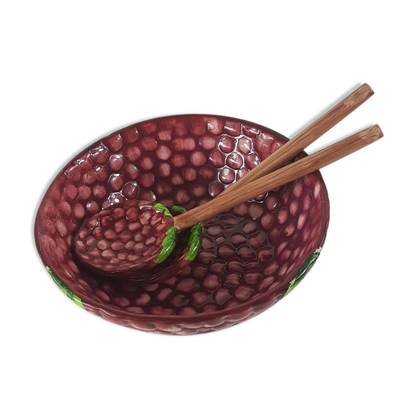 Vintage salad bowl in dabbling