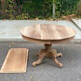 Table à manger ronde pied central extensible en chêne massif du 18ème 210