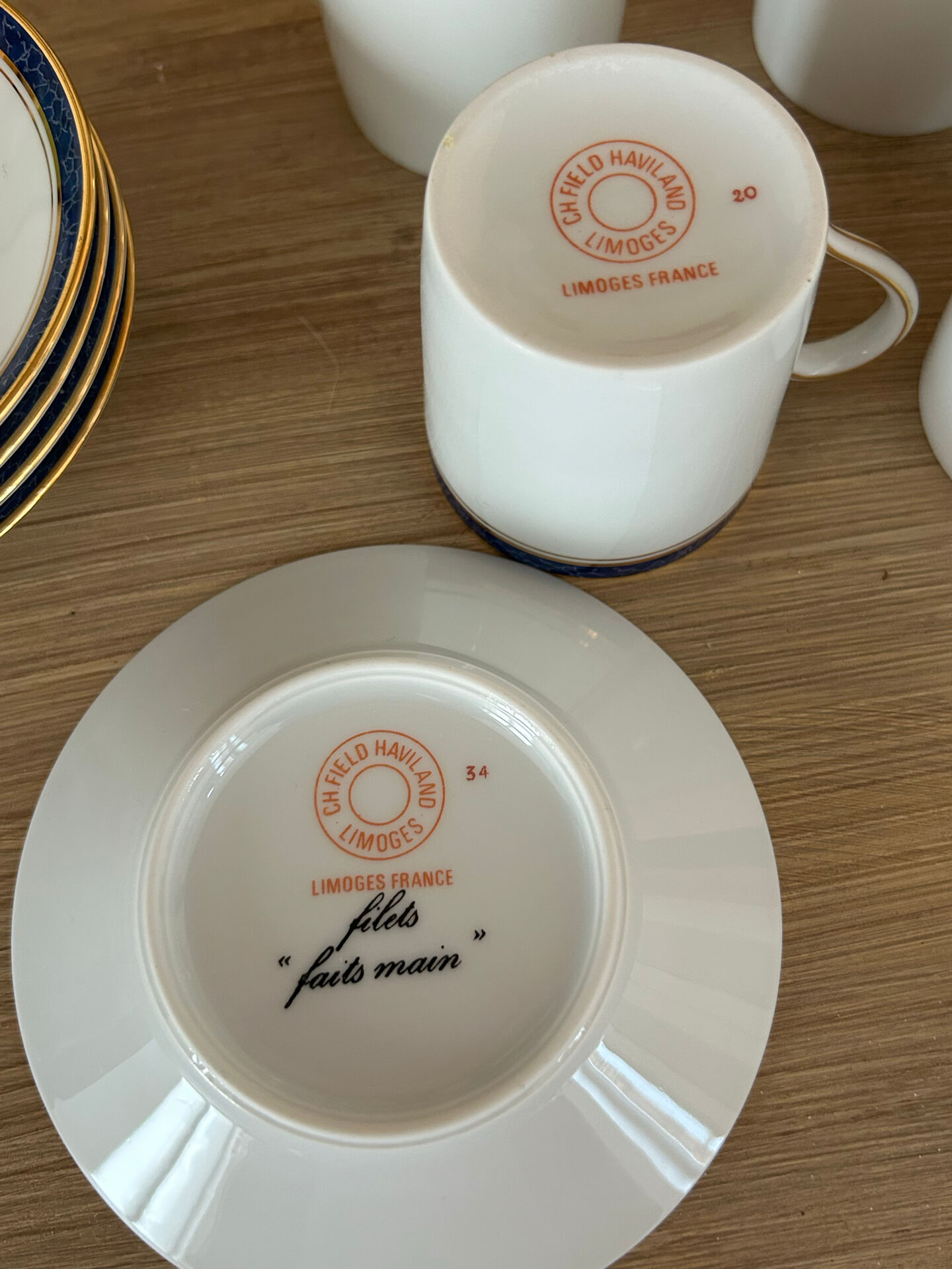 Coffee service CH. Field Haviland Limoges - 5 cups + saucers