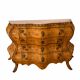 Grande commode bombée Louis XIV/Régence en loupe, bronze & marbre rose