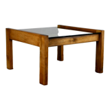 Coffee table in wood and smoked glass