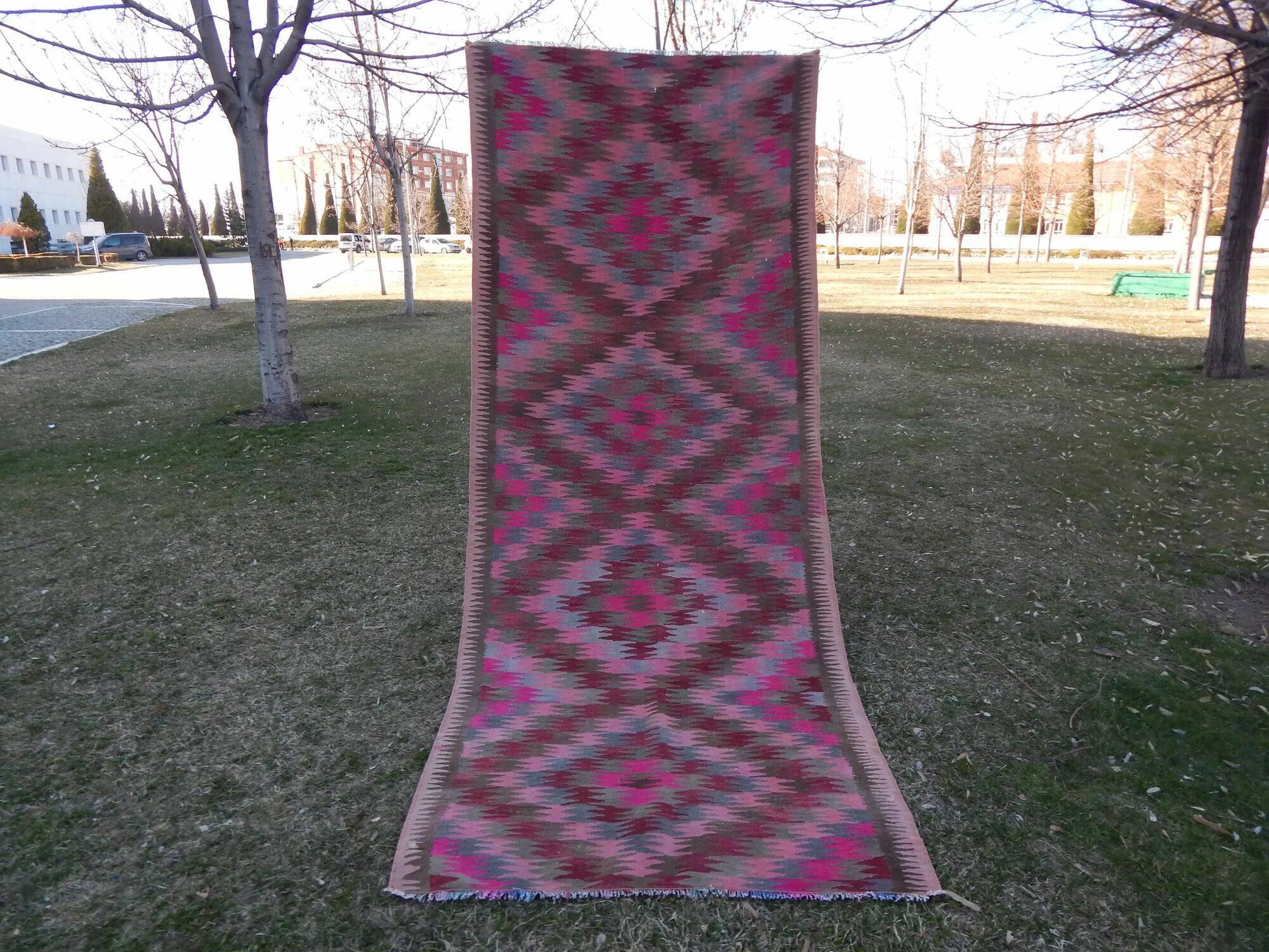 Vintage Turkish hallway rug 119x289 cm