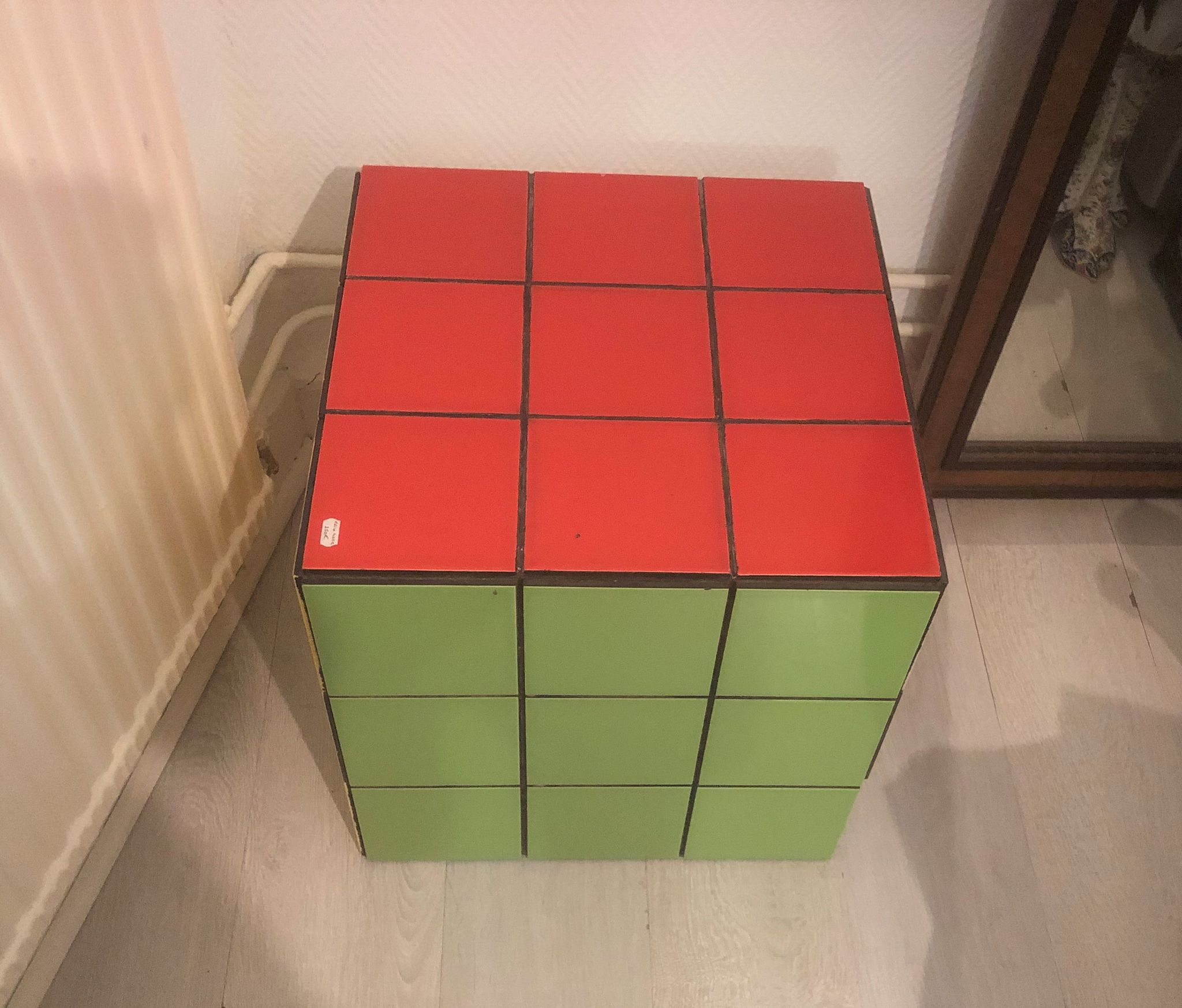Table basse vintage rubik's cube bout de canapé carreau de faience