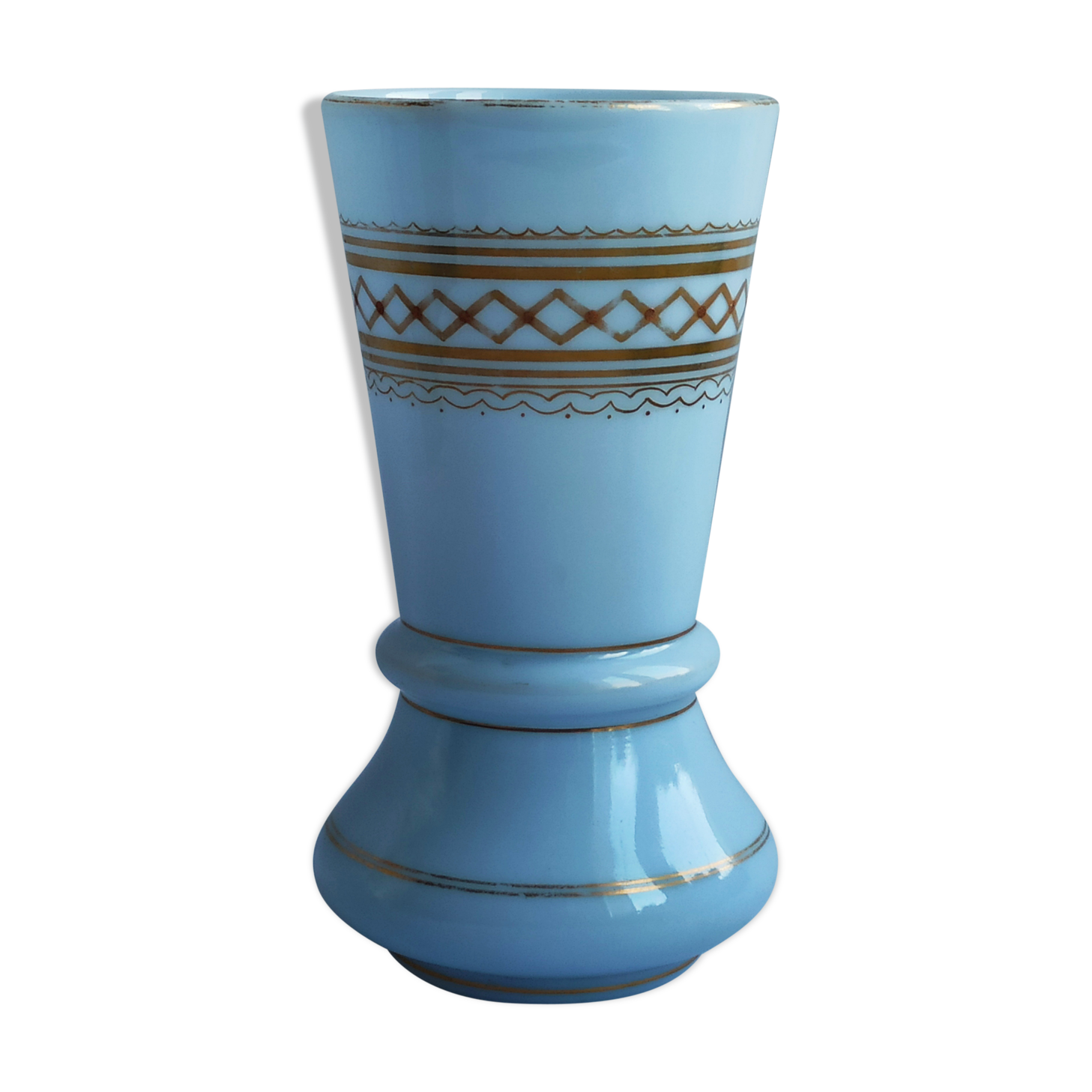 19th century blue opaline vase 15 cm