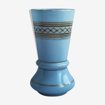 19th century blue opaline vase 15 cm