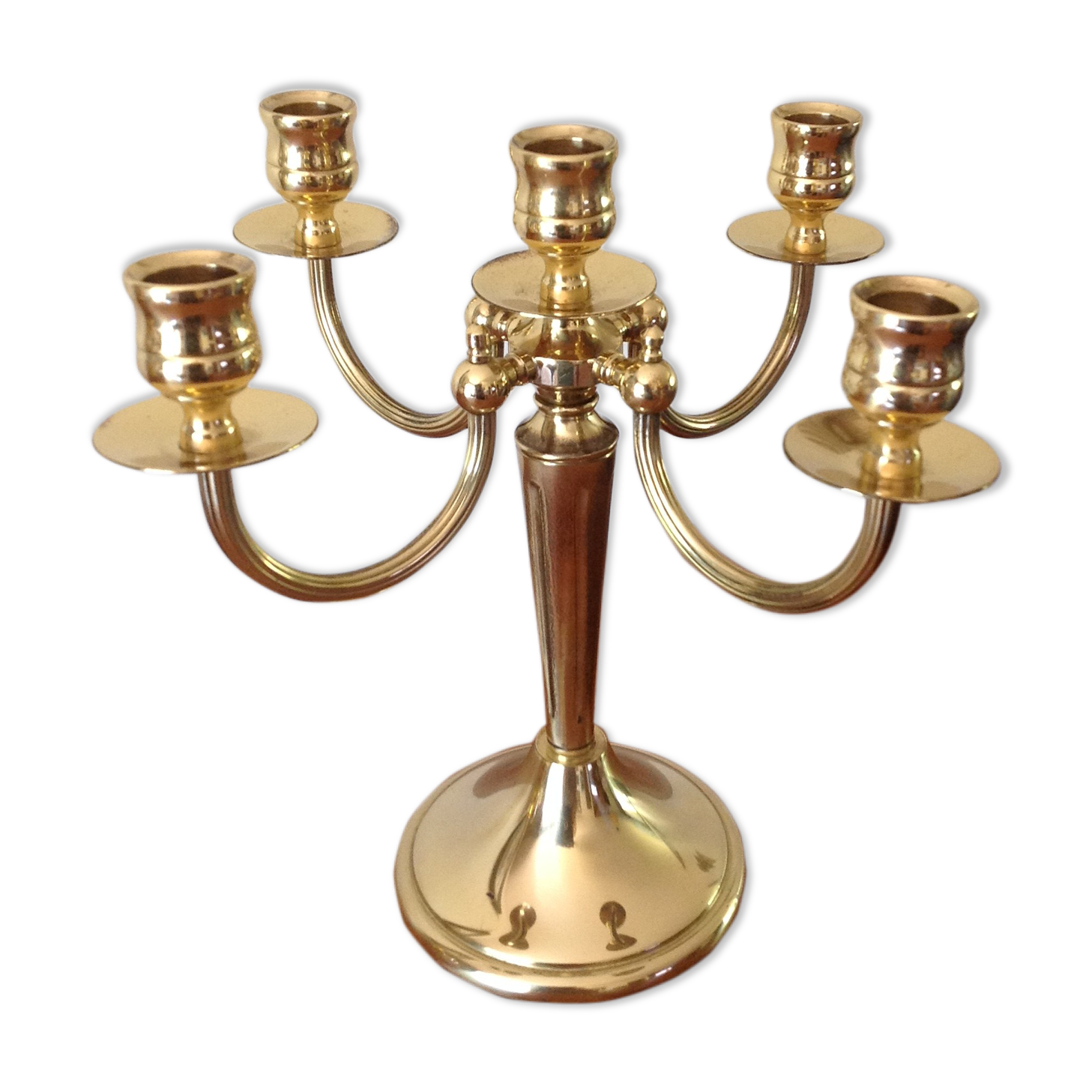 Antique bronze candlestick gilt brass 5 candles