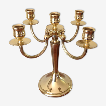 Ancien chandelier bronze laiton doré 5 bougies