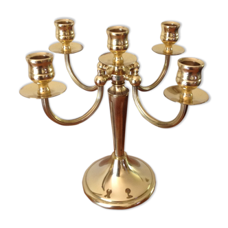 Ancien chandelier bronze laiton doré 5 bougies