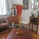 Very large vintage cornucopia vase in gradient red and amber glass - H 53.5 cm