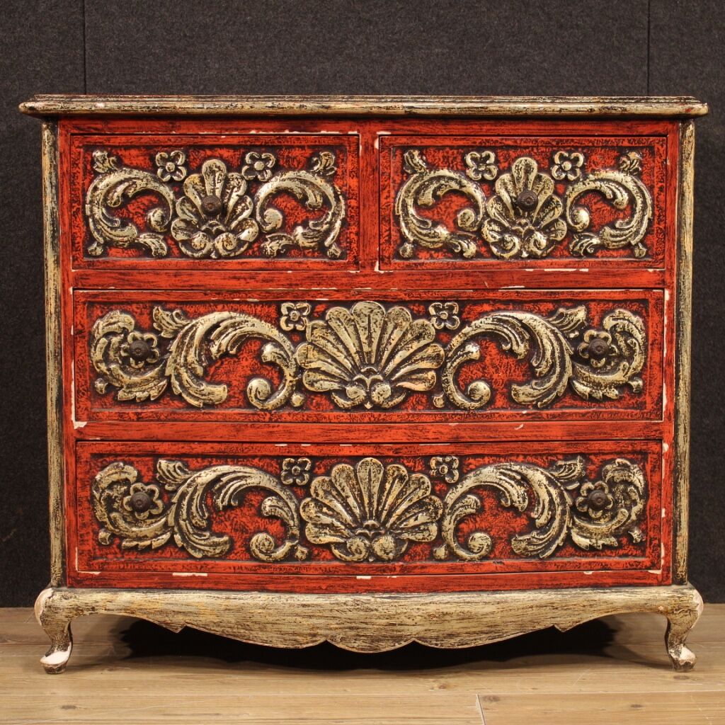 Spanish lacquered and silvered dresser