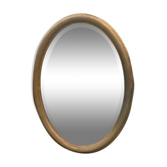 Miroir ovale doré biseauté, 79 x 59 cm