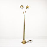 Lampadaire vintage Fischer à 2 têtes, laiton mat orientable