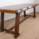 Dining room table, Brutalist style, solid elm, O. Hanninen style