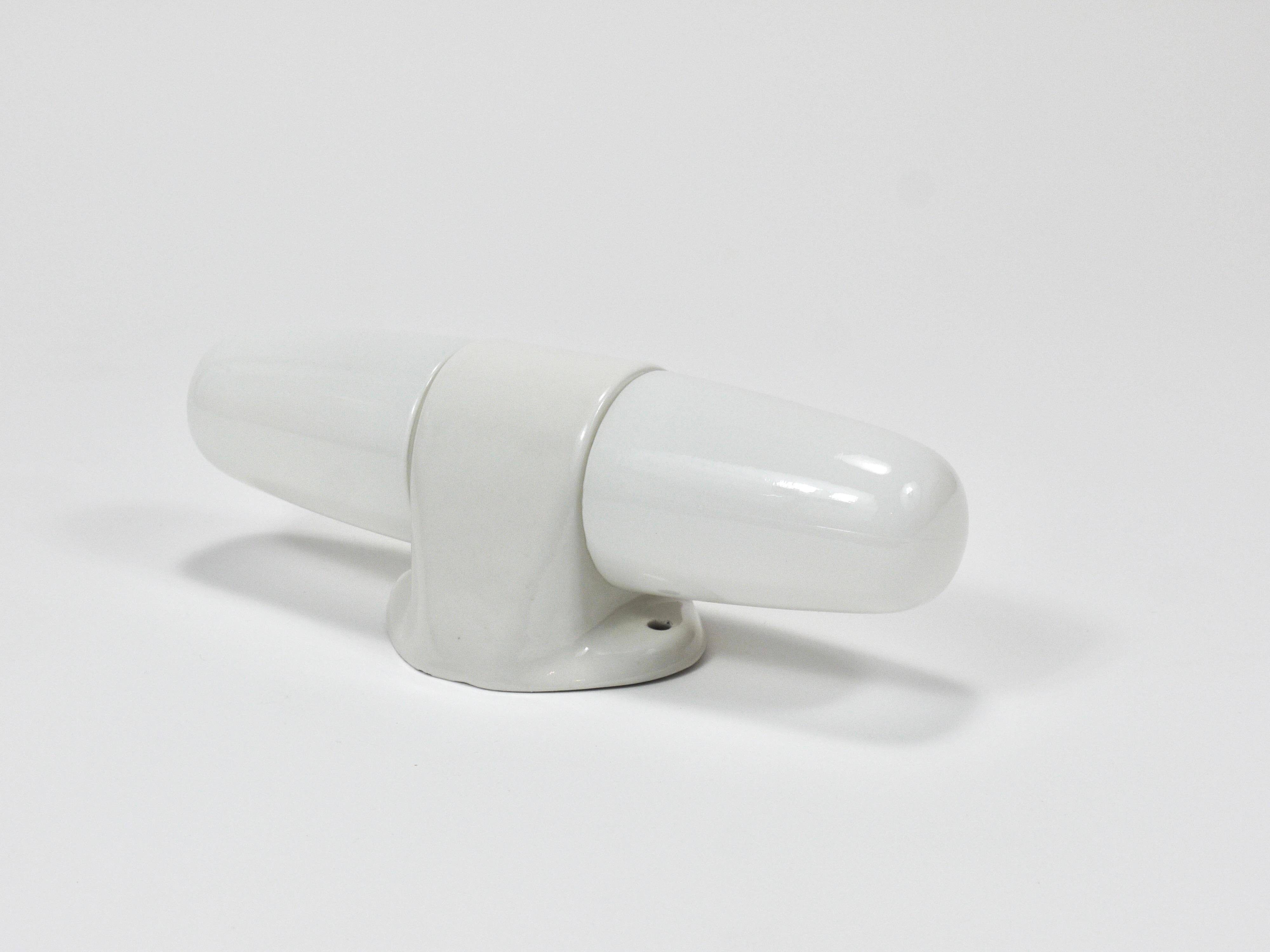 White double wall lamp Bauhaus Wilhelm Wagenfeld, Linder Germany, 1950s