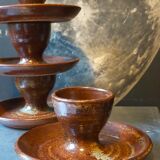 Four pyrite stoneware shells