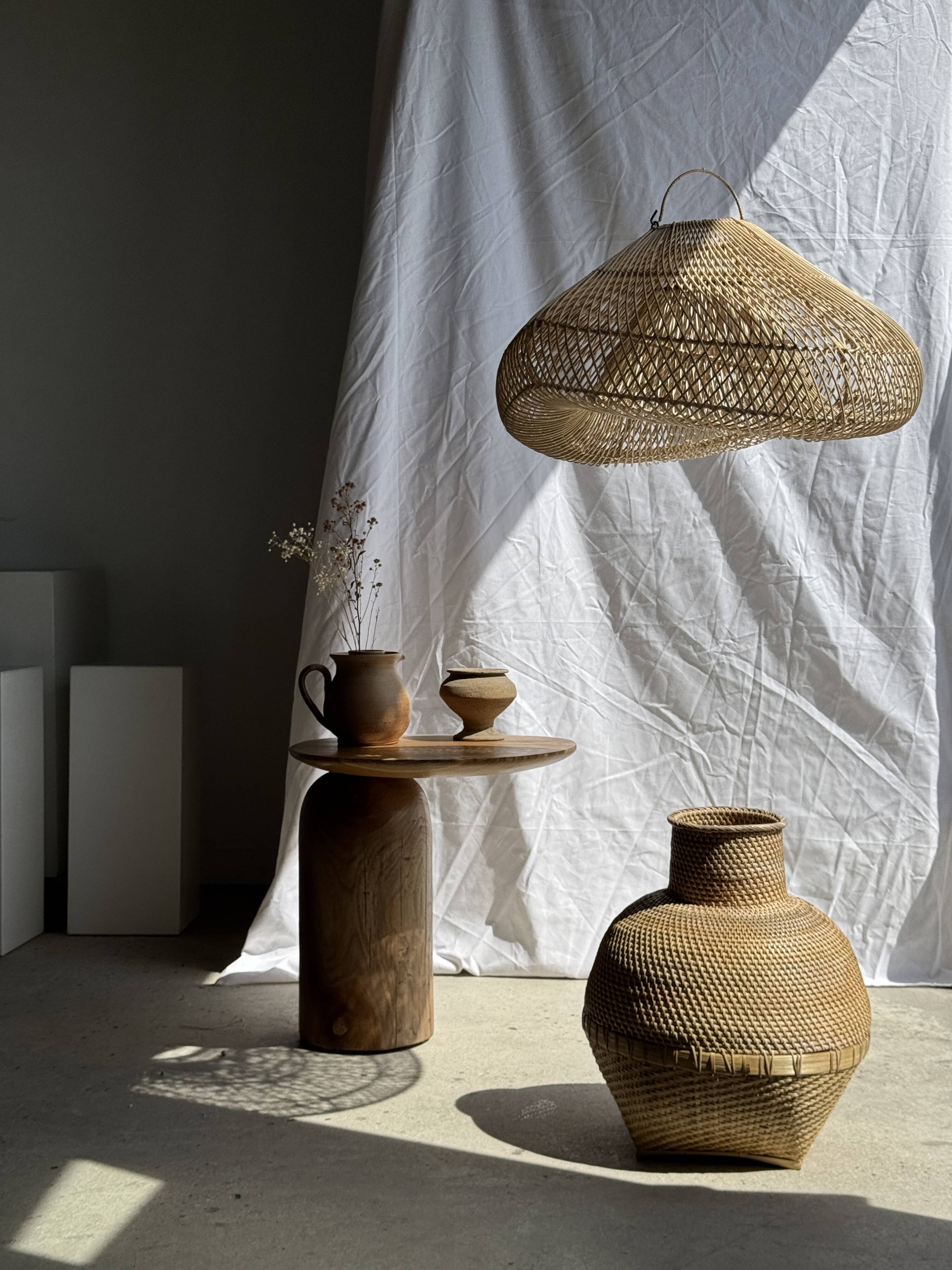 Small brutalist Indonesian footed pot H13 D15