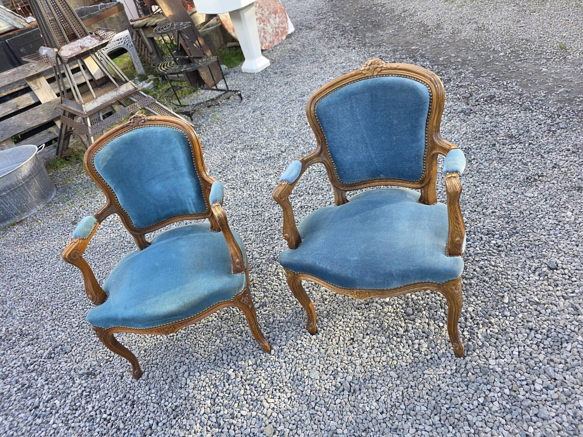 Pair of Louis XV style cabriolet armchairs